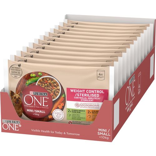 Purina ONE® Weight Control (4x85g) s ćuretinom, mrkvom i graškom u umaku sa svinjetinom, smeđom rižom i paradajzom u umaku slika 2