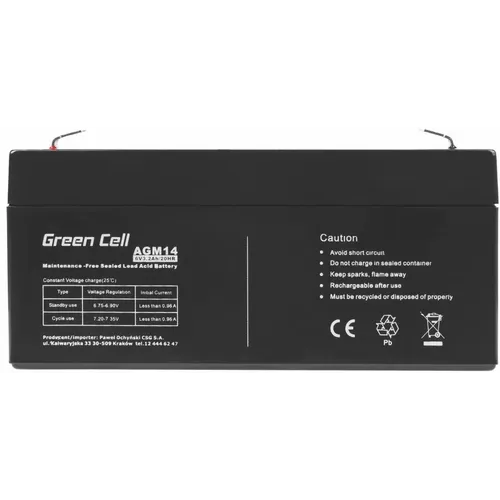 Baterija Green Cell AGM14, 6V, 3.2Ah, VRLA, bez održavanja slika 2