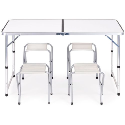 ModernHome Sklopivi sto za kampovanje + 4 stolice beli HTA120R+4S WHITE slika 3