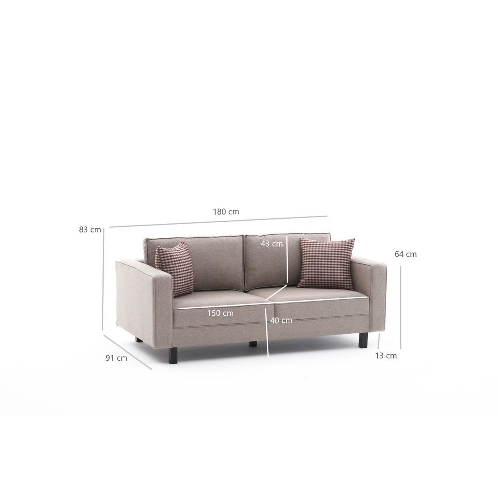 Kale Linen - Krem Dvosjed Sofa slika 8
