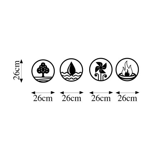 4 Elements - 301 Crni Dekorativni Metalni Zidni Ukras slika 6