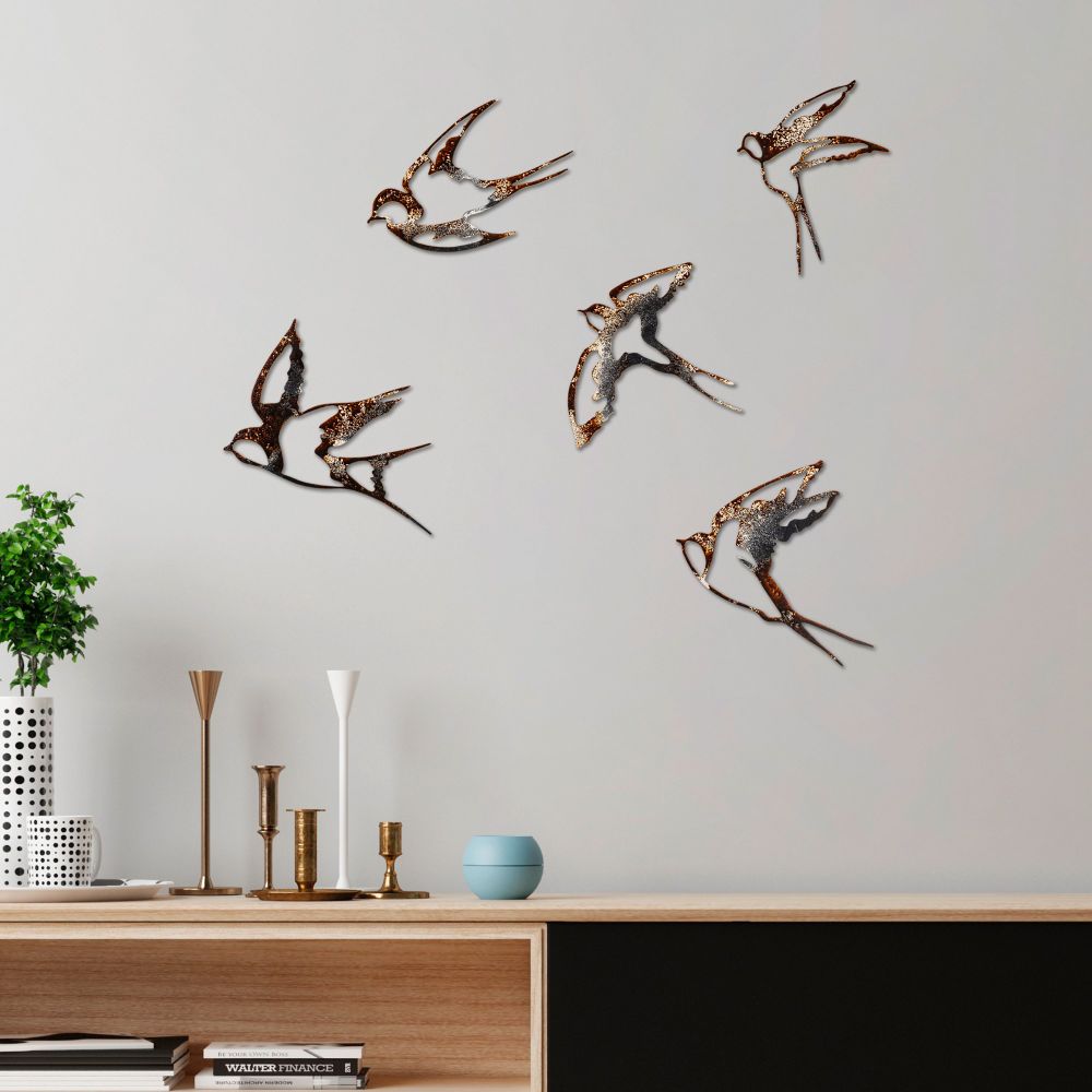 Dekorativni Metalni Zidni Ukras 'Birds-2' u Više Boja slika 1