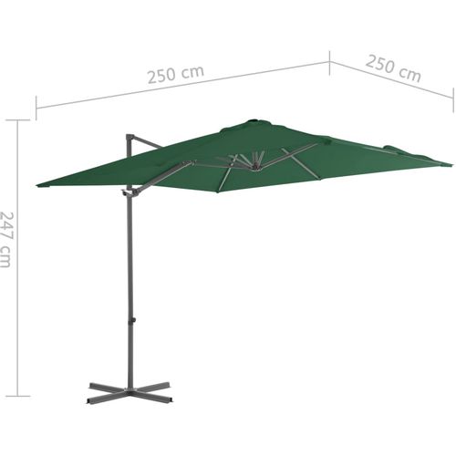 Konzolni suncobran s čeličnom šipkom zeleni 250 x 250 cm slika 9