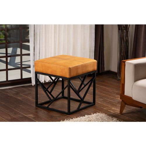 Koza Metal Ayaklı - Mustard Mustard Pouffe slika 1