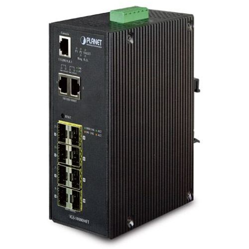 Planet Industrial 10-Port (8x 100 1000 SFP slots 2x RJ45 GbE) Managed Switch (-40~75C) slika 1