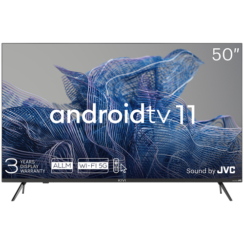 TV Kivi 50'', UHD, Android TV 11, Black, 3840x2160, 60 Hz, Sound by JVC, 2x12W, 70 kWh/1000h , BT5.1, HDMI ports 4, 24 months slika 1