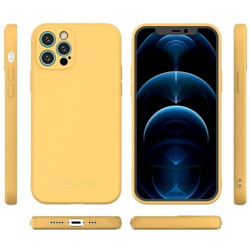 Wozinsky Color Case silikonska fleksibilna izdržljiva futrola za iPhone 12 Pro žuta slika 2