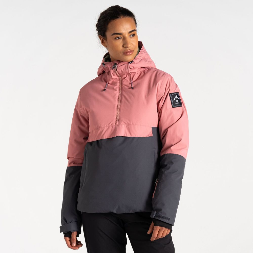 Dare2B Ženska jakna za skijanje Snowburst Overhead Ski, Dusty Rose/Ebony Grey slika 4