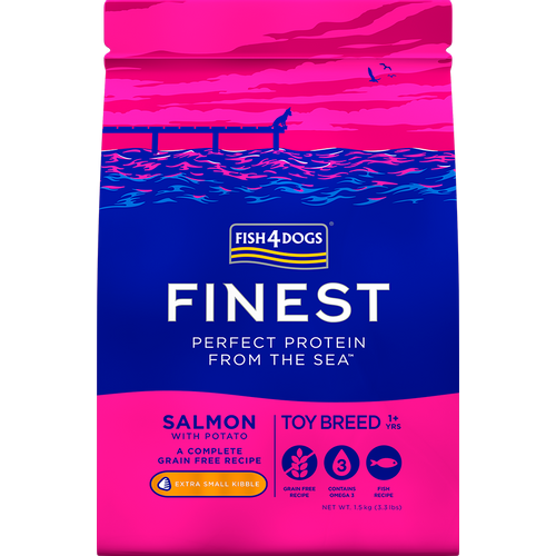 Fish4Dogs Finest Salmon, Extra small kibble / TOY - vrlo male granule, losos 1.5 kg slika 1