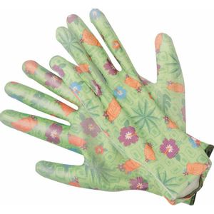 Flo rukavice za vrt s uzorkom cvijeća - zelene, veličina 9"