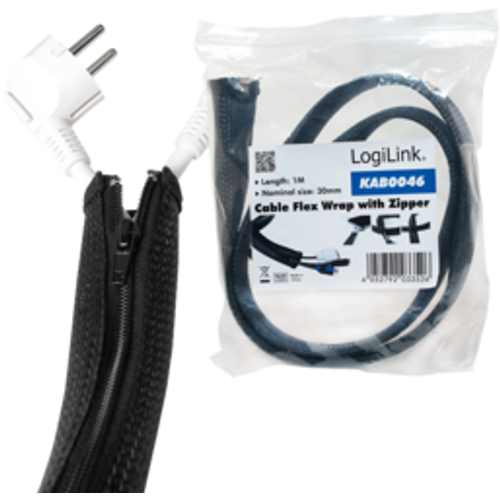 LogiLink fleksibilna zaštita za kablove sa rajfešlusom 2m x 30mm crna slika 1