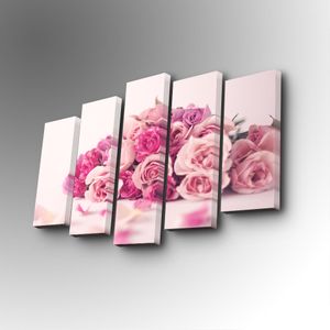 5PUC-111 Multicolor Decorative Canvas Painting (5 Pieces)