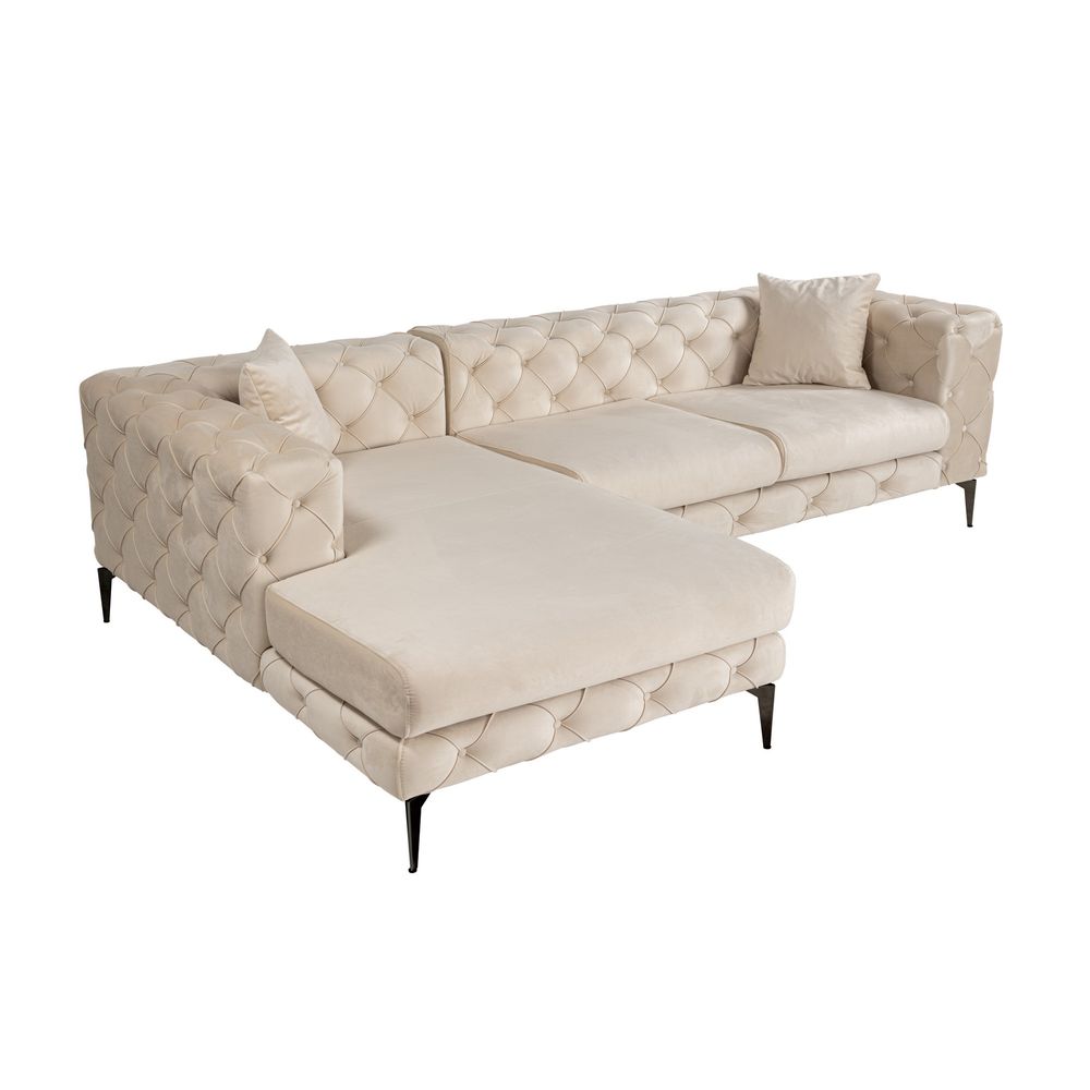 Como Eco Left - Bež, Crna Bež Ugaona Sofa slika 4