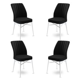 Flex - Crni i Bijeli Set Stolica (4 Komada)