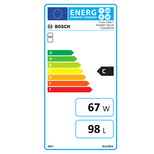 Bosch TR1000T100CB Akumulacioni bojler, Kupatilski, Unutrašnja regulacija, Levi priključak slika 2