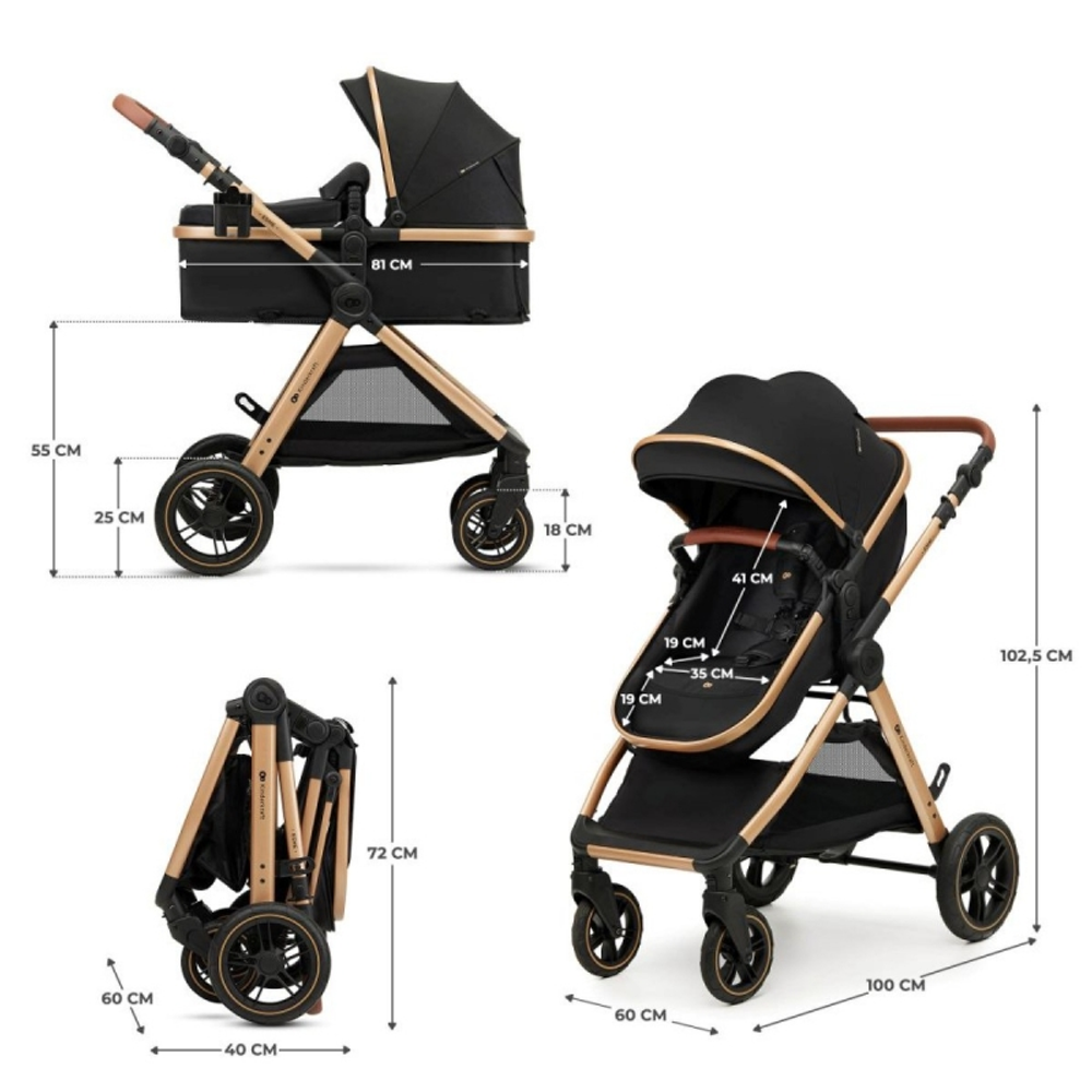 Kinderkraft Kolica za bebe Esme Set 3u1, Pure Black slika 8