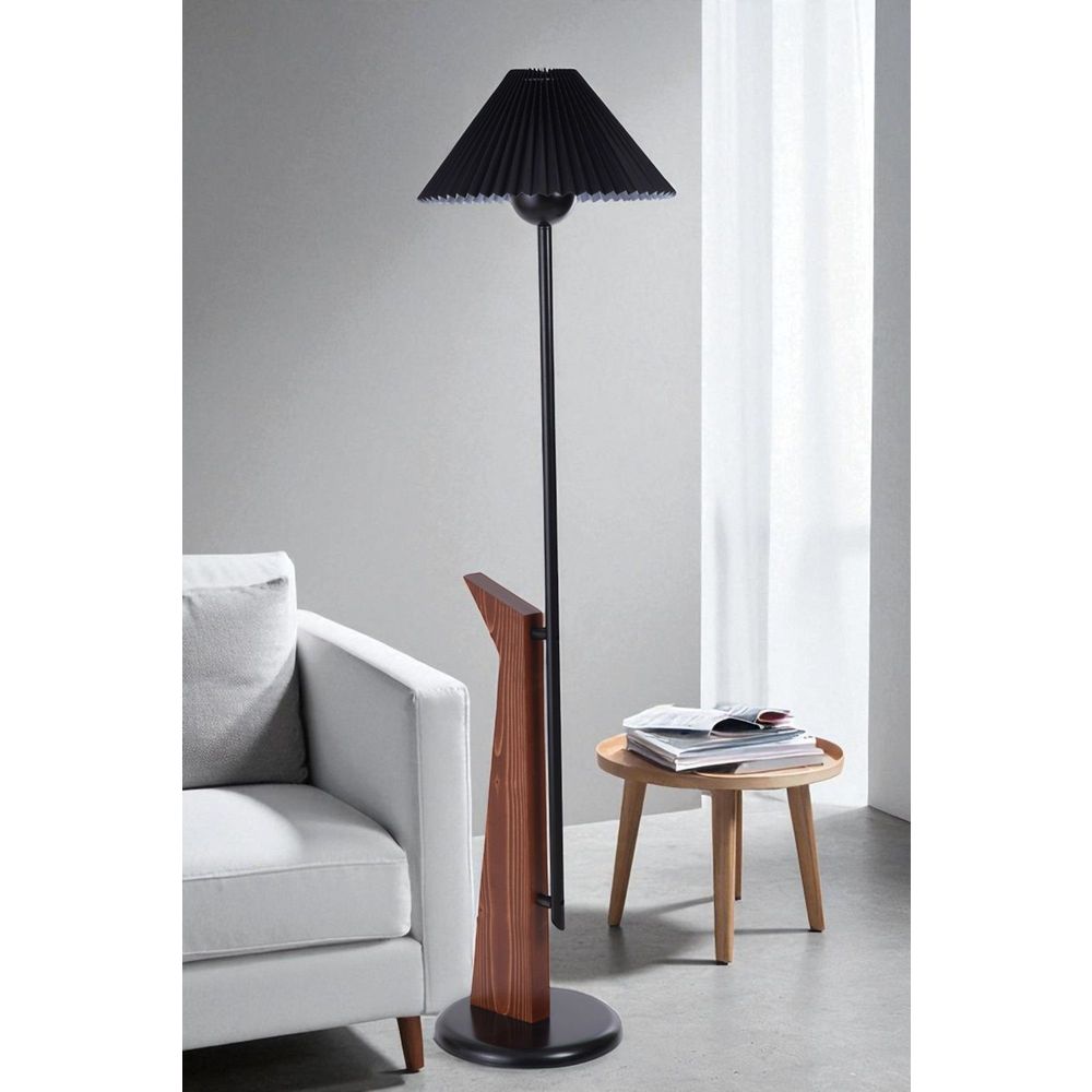 Opviq Podna lampa 715, crna, orah slika 1