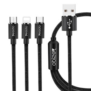 Yesido - Podatkovni kabel (CA-60) - 3u1 USB na Type-C-Lightning - Micro USB  60W 3A 1.2m - crni