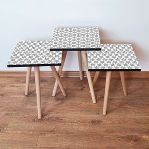 Nesting Sto 3Shp10 - Bijeli Crni (3 Komada)