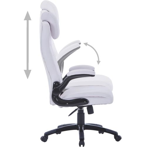 Podesiva uredska okretna stolica od umjetne kože bijela slika 24