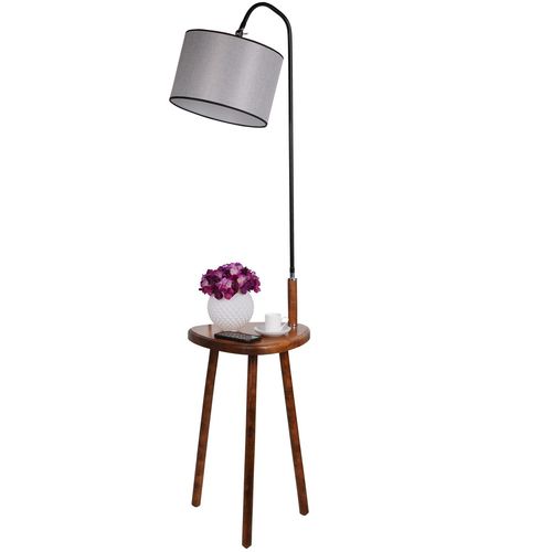 Demet Sehbalı Ahşap Lambader Ceviz Silindir Hasır Gri Abajurlu Walnut
Grey Floor Lamp slika 2