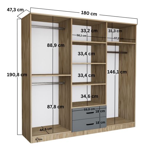 Yaman Luna - Fel 1600-65 Grey
White Wardrobe slika 9