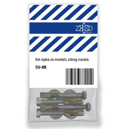 ZED electronic Set vijaka za montažu zidnog nosača, 4 sarafa u pak. MET. - SV-4M slika 1