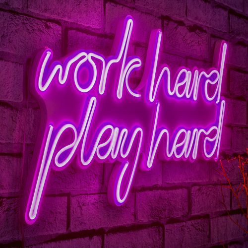 Wallity Ukrasna plastična LED rasvjeta, Work Hard Play Hard - Pink slika 8