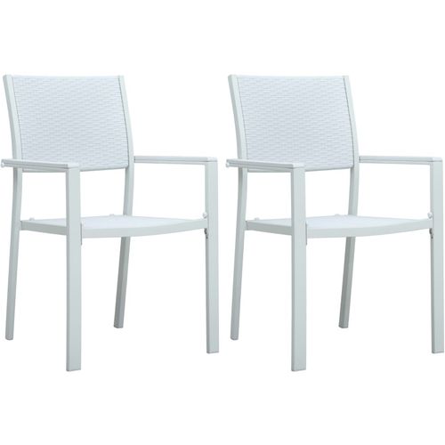 Vrtne stolice 2 kom bijele plastične s izgledom ratana slika 19