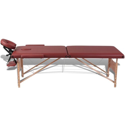 Sklopivi stol za masažu s drvenim okvirom dvodijelni crveni slika 34