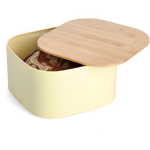 Zeller Kutija za kruh s poklopcem od bambusa, metal, žuto, 26,5x26,5x14,5 cm, 25383 slika 3