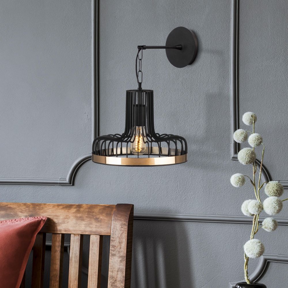 Zidna lampa Fellini - MR - 775 u crnoj boji sa bakarnim detaljima - izložbeni artikl (oštećenja ambalaža) slika 2