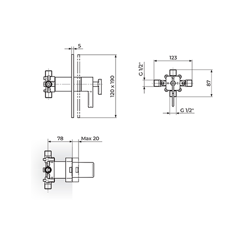 Rosan Thermo S.2 Termostatska uzidna baterija sa 2 izlaza slika 2