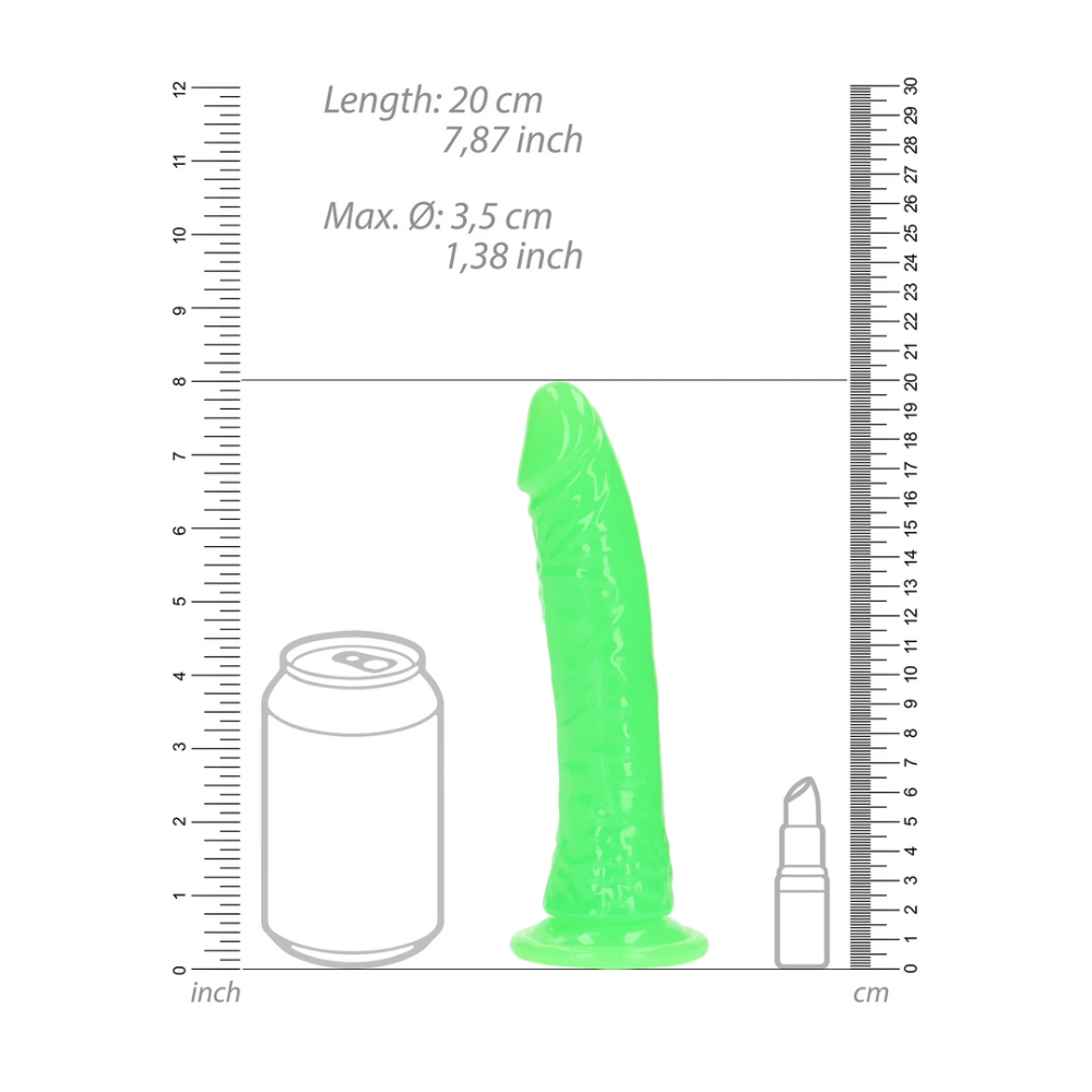 RealRock by Shots Tanki realistični dildo s vakuumskom čašicom - Sjaj u tami - 7'' / 18 cm slika 6