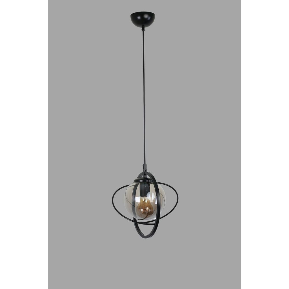 Nepal Tekli Siyah Füme Camlı Sarkıt Lampa - BlackFume Chandelier slika 3