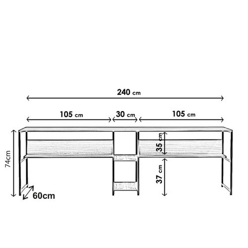 Hanah Home BÃyÃk Boy Masas L189 Walnut Study Desk slika 9