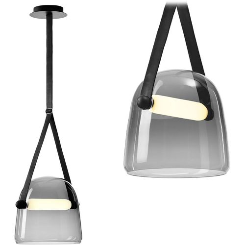 TOOLIGHT Viseća svjetiljks Sivo staklo s remenom crni APP617-1CP slika 6