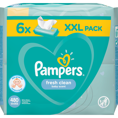 Pampers vlažne maramice fresh clean 6x80 komada slika 1