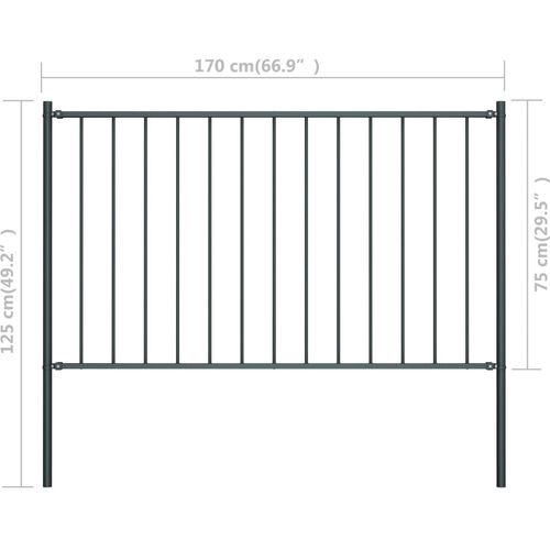 Panel za ogradu sa stupovima čelični 1,7 x 0,75 m antracit slika 25