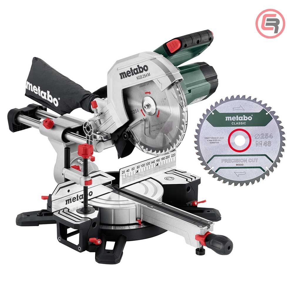 Metabo Pila Kružna KGS 254 M Za Kutno Rezanje Potezna 254 mm / 1,8 kW Sa Dva Lista Pile – 613254900 slika 1