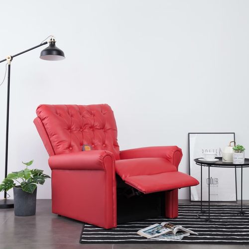 Masažna fotelja od umjetne kože crvena slika 3