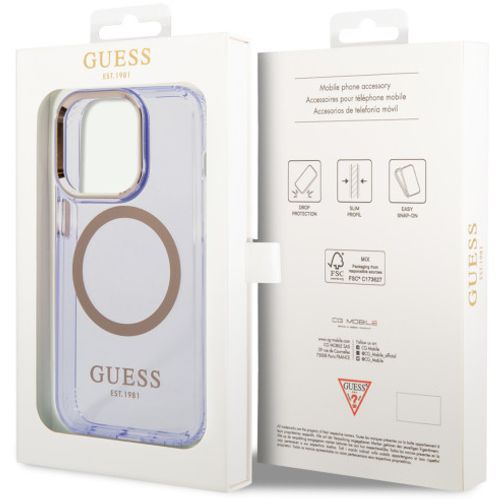 Guess Futrola za iPhone 14 Pro GOLD OUTLINE TRANSLUCENT PURPLE MagSafe slika 2