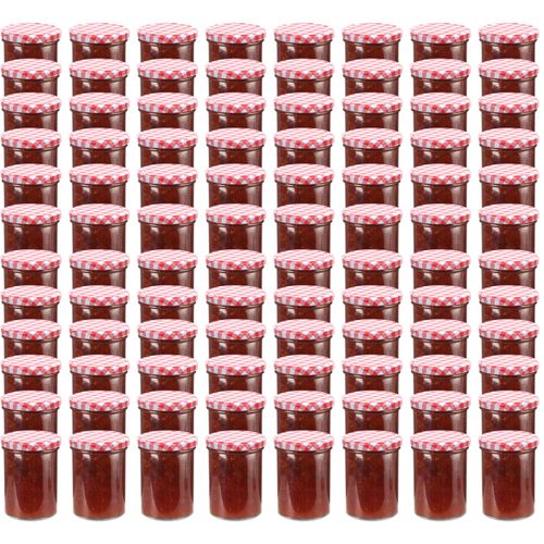 Staklenke za džem s bijelo-crvenim poklopcima 96 kom 400 ml slika 1