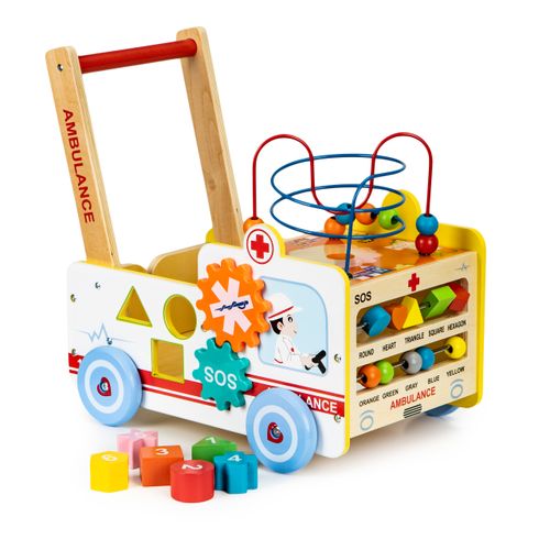 EcoToys multifunkcionalna drvena guralica ambulanta slika 1