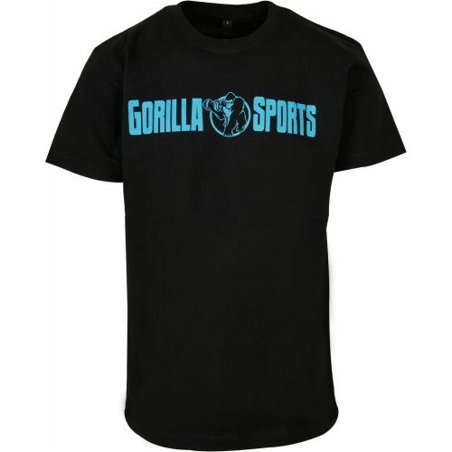 Sportska unisex majica Gorilla Sports (2XL / Crna-Neon tirkizna) slika 1