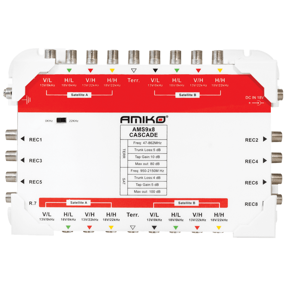Amiko Multiswitch 9/8 sa dodatnim napajanjem, kaskadni - AMS9X8 slika 1