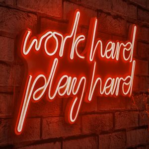 Work Hard Play Hard - Red Red Decorative Plastic Led Lighting