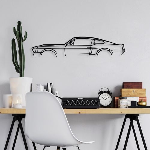 Wallity 1967 Ford Mustang Shelby GT500 Silhouette Black Decorative Metal Wall Accessory slika 1
