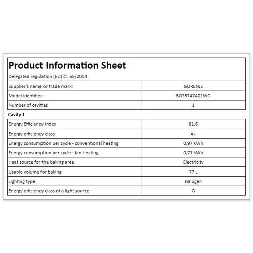 Gorenje BOS6747A01WG Ugradna rerna  slika 3