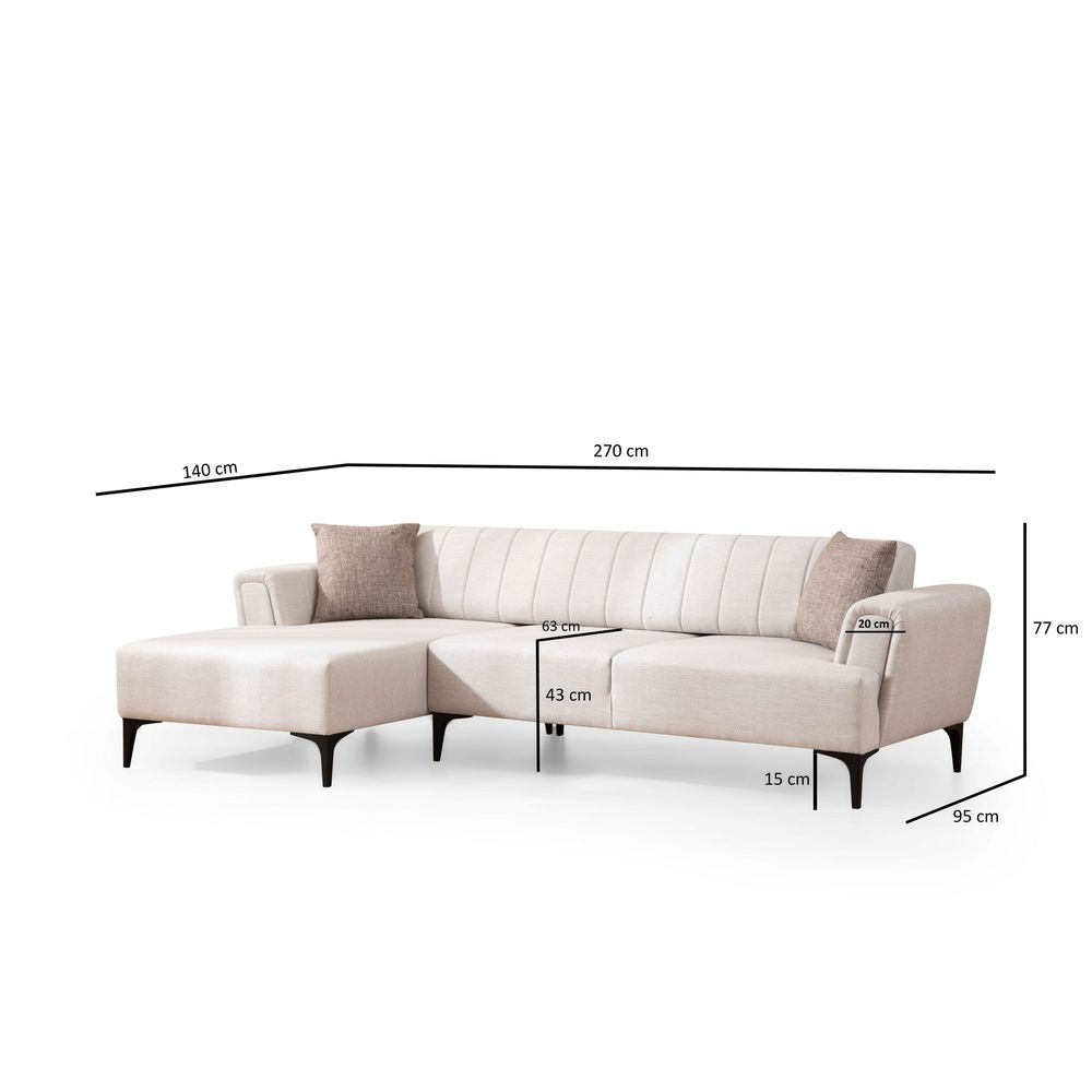 Ugaona Sofa na Razvlačenje Hamlet Left - Ecru Boja slika 7